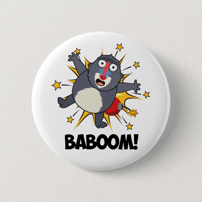 Baboom Funny Exploding Monkey Baboon Pun  6 Cm Round Badge (Front)