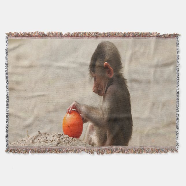 Baboon Baby Throw Blanket (Front)