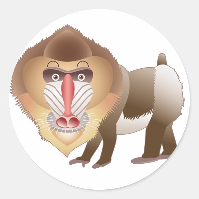 Baboon Classic Round Sticker (Front)