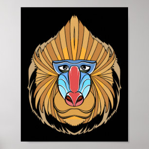 Baboon Face Halloween Scary Baboon Monkey  Poster