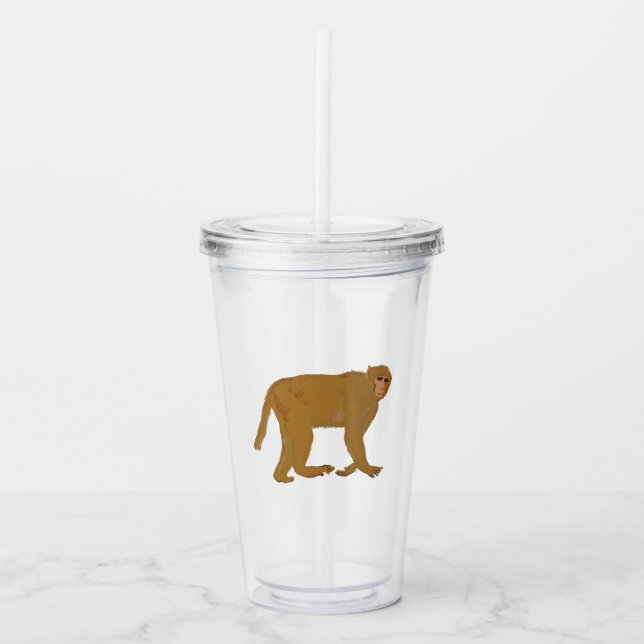 Baboon monkey art acrylic tumbler (Front)