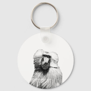 Baboon Monkey Jungle Safari Illustration nature  Key Ring