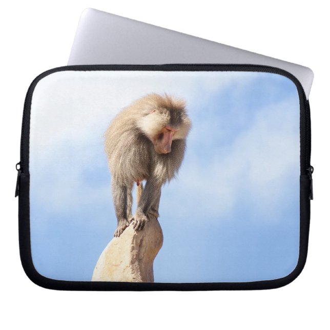 Baboon monkey on top of a mountain laptop sleeve (Front)