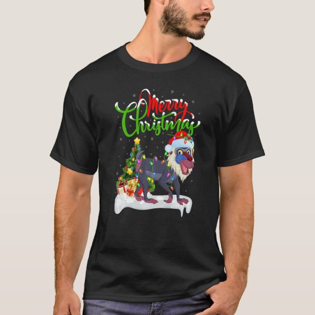 Baboon  Xmas Decorations Santa Baboon Christmas T-Shirt (Front)