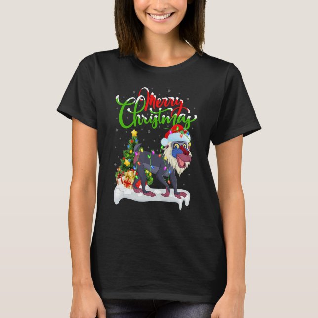 Baboon   Xmas Decorations Santa Baboon Christmas T-Shirt (Front)