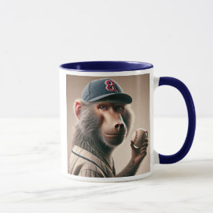 Babouin baseball player with cap. mug