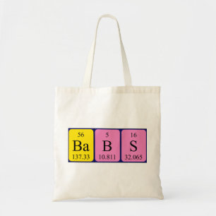 Babs periodic table name tote bag