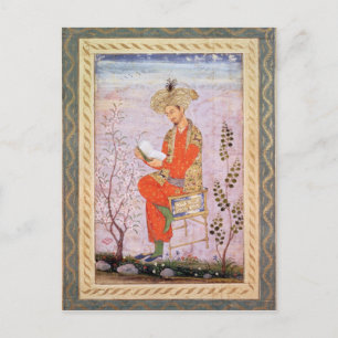 Babur  Reading, Mughal Postcard