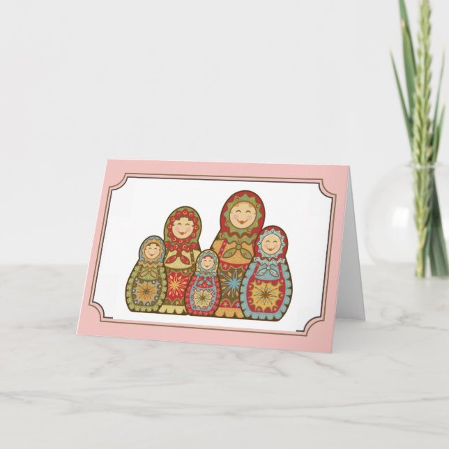 Babushka Greeting Card - "Happy smiles" (Front)