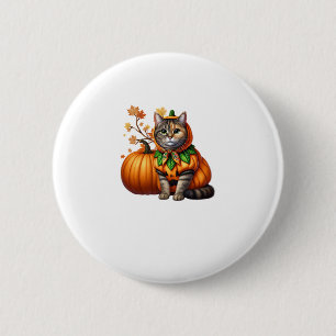 Babushka Halloween Cat Pumpkin 6 Cm Round Badge