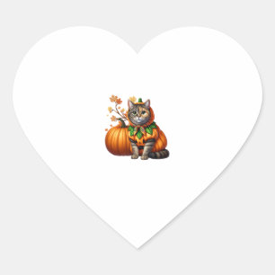 Babushka Halloween Cat Pumpkin Heart Sticker
