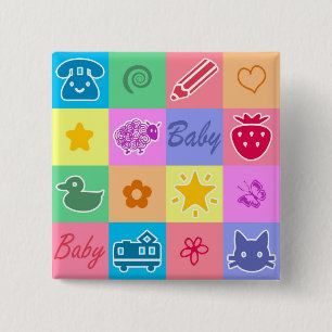 Baby 15 Cm Square Badge