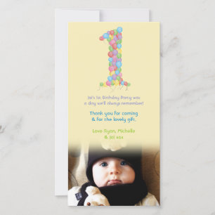 Baby 1st Birthday Balloons Thank You Photo Card