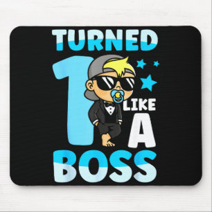 Baby 1st Birthday Boy Girl 1 Year Like A Boss Kids Mouse Pad