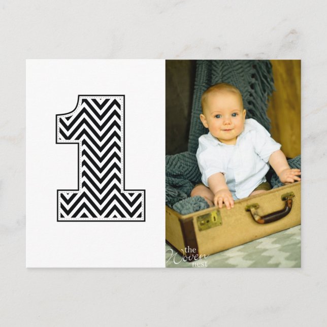Baby 1st Birthday Chevron Thanks Photo Postcard (Front)