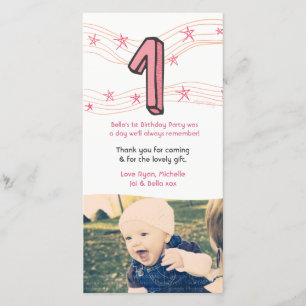 Baby 1st Birthday Number 1 Thank You Photo Card