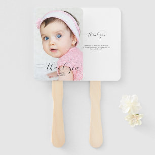 Baby 1st Birthday Thank you Elegant Script Swashes Hand Fan