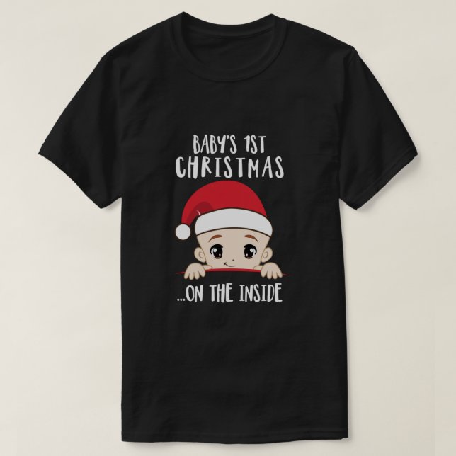 Baby 1st Christmas On The Inside Mum To Be Christm T-Shirt (Design Front)