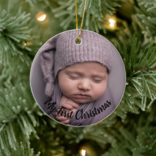 Baby 1st Christmas Photo Birth Stats Birth record Ceramic Ornament