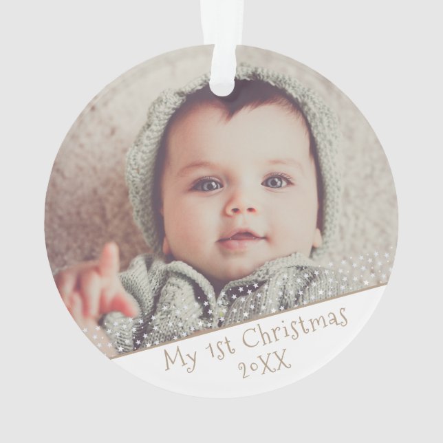 Baby 1st Christmas Photo Cute Personalizable Ornament (Back)