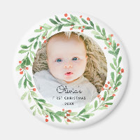Baby 1st Christmas Photo Magnet