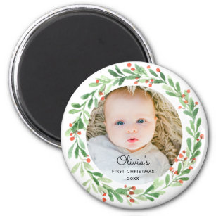 Baby 1st Christmas Photo Magnet