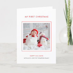 Baby 1st Christmas Photo Minimalist Folded Holiday Card