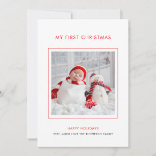 Baby 1st Christmas Photo Minimalist Holiday Card
