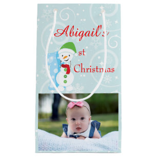Baby 1st Christmas Photo Small Gift Bag