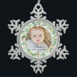 Baby 1st Christmas Photo Snowflake Pewter Christmas Ornament<br><div class="desc">Baby 1st Christmas Photo Snowflake Pewter Christmas Ornament (Edit)</div>