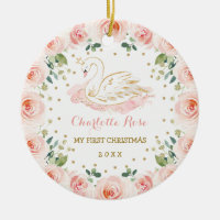 Baby 1st Christmas Swan Princess Blush Floral