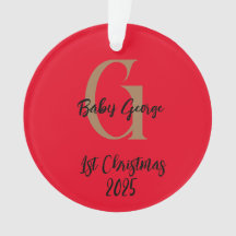Baby 1st Christmas tree ornament unisex monogram