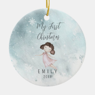 Baby 1st First Christmas Baby Girl Ceramic Ornament