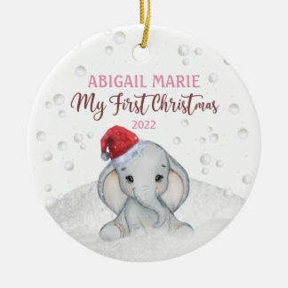 Baby 1st First Holiday Christmas Elephant Ceramic Ornament