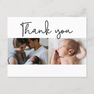 Baby 2 photo family Birth Announcement Thank you Postcard