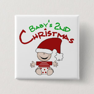 Baby 2nd Christmas Tshirts and Gifts 15 Cm Square Badge