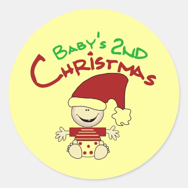 Baby 2nd Christmas Tshirts and Gifts Classic Round Sticker (Front)