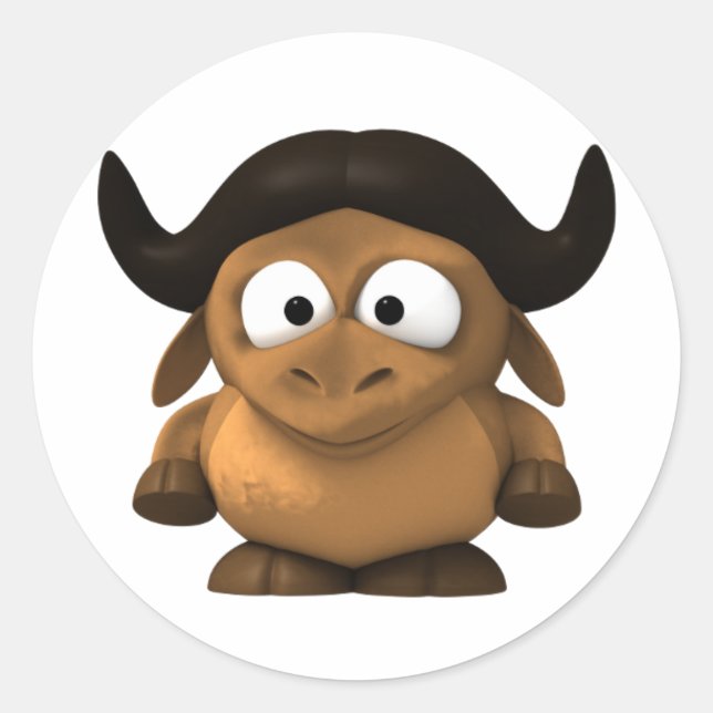 Baby 3-D Gnu Sticker (Front)