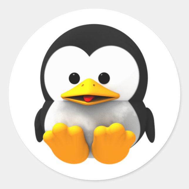 Baby 3-D Tux Linux Penguin Sticker (Front)