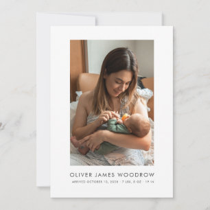 Baby 3 Photo Collage Birth Announcement Flat Card