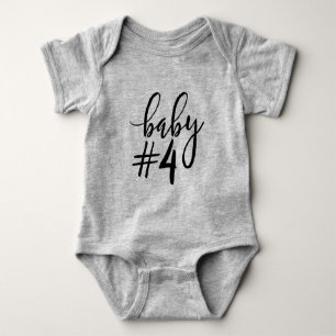 Baby #4 Black Handwritten Script Baby Bodysuit
