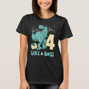 Baby 4th Birthday Boy Girl 4 Years Like a Boss Rex T-Shirt