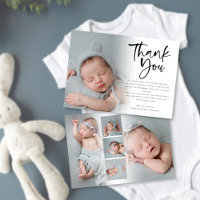 Baby 6 Photo Girl or Boy Script Thank You Announce