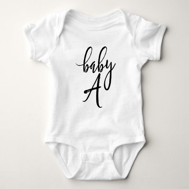 Baby A Black Handwritten Script Bodysuit (Front)
