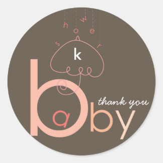 Baby 'a' in B Pink Typography Girl Baby Shower Classic Round Sticker