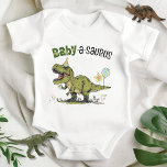 Baby-a-saurus Dinosaur Theme Kids Birthday Party Baby Bodysuit<br><div class="desc">This super cute Baby-a-saurus unisex t-shirt (choose a baby bodysuit or t-shirt), designed to match kid's birthday years 1-6, matching family dino designs, is the perfect sister / brother tee to wear at your little one's fun Jurassic dinosaur theme birthday party - super cute family photo keepsake moment! Design features...</div>
