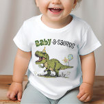 Baby-a-saurus Dinosaur Theme Kids Birthday Party Baby T-Shirt<br><div class="desc">This super cute Baby-a-saurus unisex t-shirt (choose a baby t-shirt or bodysuit), designed to match kid's birthday years 1-6, matching family dino designs, is the perfect sister / brother tee to wear at your little one's fun Jurassic dinosaur theme birthday party - super cute family photo keepsake moment! Design features...</div>