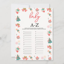 Baby A-Z Game Christmas Baby Shower Card