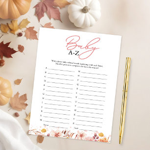 Baby A-Z Game Fall Baby Shower Invitation
