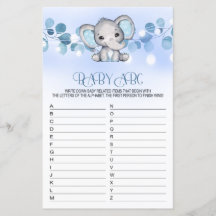Baby ABC Baby Shower Game BLUE ELEPHANT